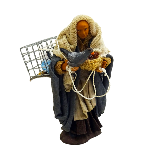 Pastore Donna in creta con gabbia colombine cm 4x3