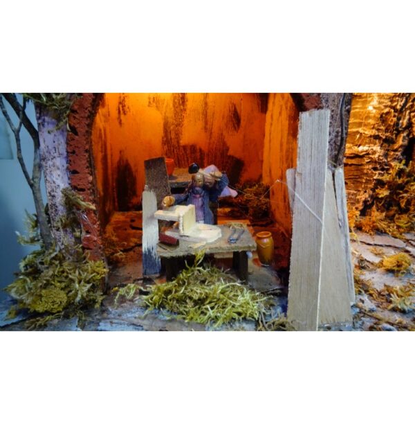 Presepe napoletano del '700 in Sughero con pastori in movimento cm 50x40x53 - immagine 2