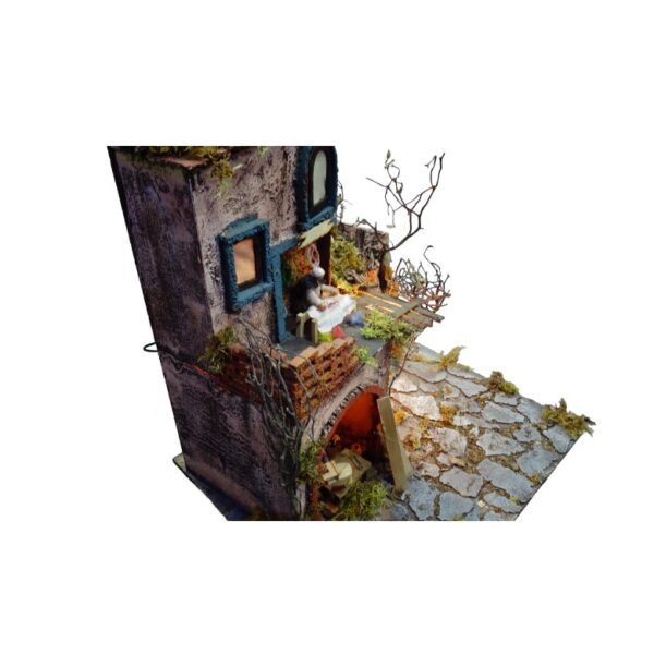Presepe napoletano del '700 in Sughero con pastori in movimento cm 50x40x53 - immagine 3