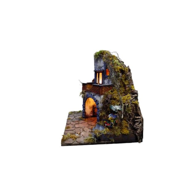 Presepe napoletano del '700 in Sughero con pastori in movimento cm 50x40x50 - immagine 4