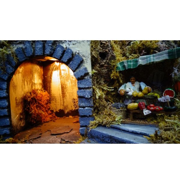 Presepe napoletano del '700 in Sughero con pastori in movimento cm 50x40x50 - immagine 5