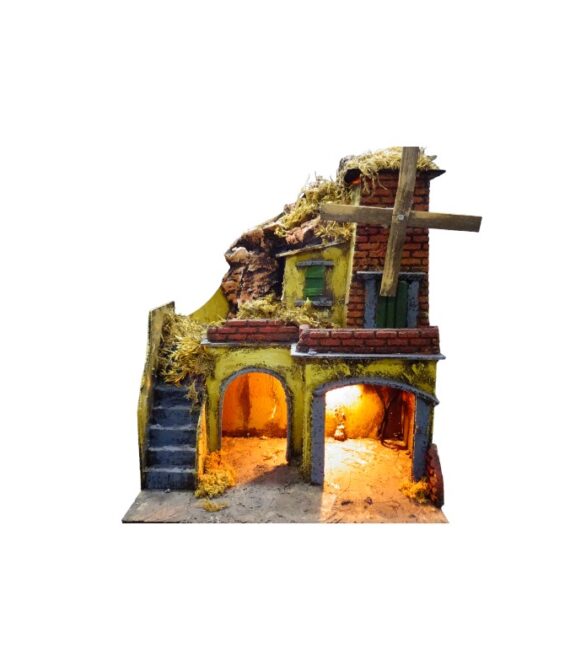 Presepe in Sughero con Mulino a Vento cm 30x20x28