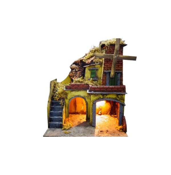 Presepe in Sughero con Mulino a Vento cm 30x20x28