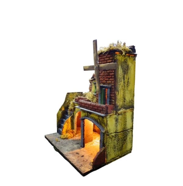 Presepe in Sughero con Mulino a Vento cm 30x20x28 - immagine 2