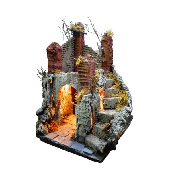 Rudere Presepe in Sughero e Polistirolo per Natività cm 33x28x46 - immagine 3