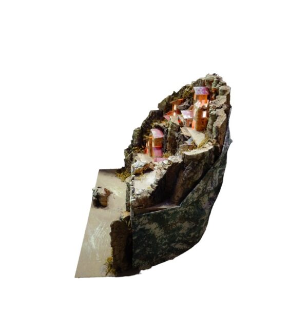Presepe in Sughero con Casette di Carta Cm 35x26x29 - immagine 4