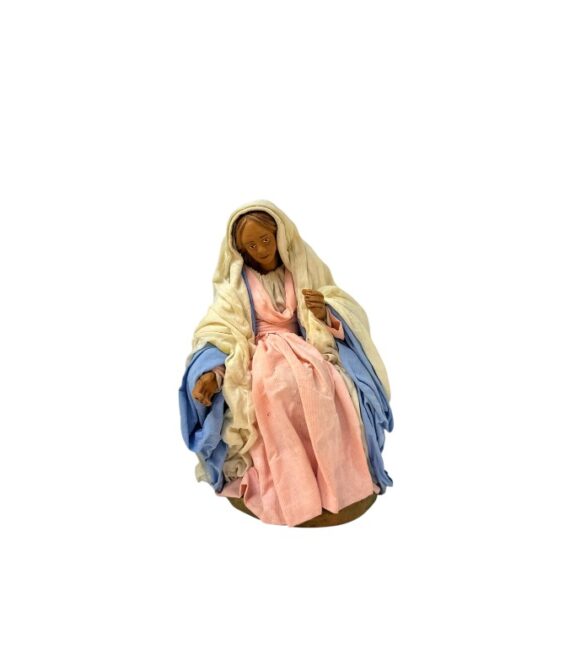 Statuina Madonna vestita 22cm di terracotta per presepe