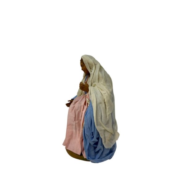 Statuina Madonna vestita 22cm di terracotta per presepe - immagine 3