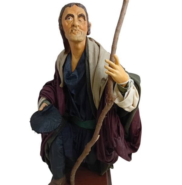 Mendicante in terracotta vestito altezza 40 cm - immagine 3