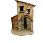 Casetta in sughero dipinta a mano con appoggio angolare per presepe CPN/02
