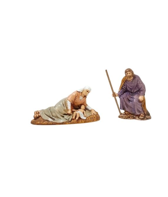 Moranduzzo Natività Sacra Famiglia 3 Soggetti Madonna Stesa per Presepe da Cm 10