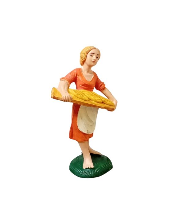 Pastore donna con pane 10 cm Euromarchi
