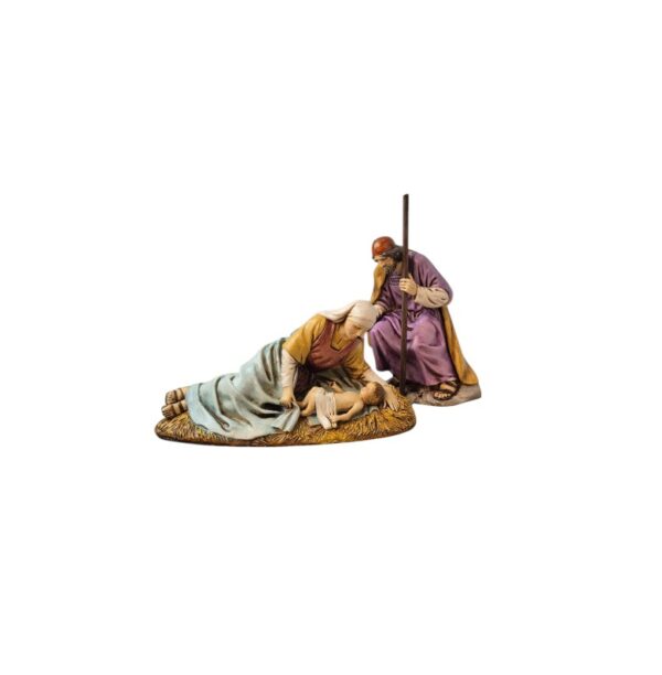 Natività San Giuseppe seduto e Maria sdraiata 12 cm Landi Moranduzzo Sacra famiglia