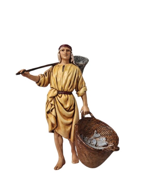 Pastore pescatore con pesce Landi Moranduzzo 13 cm