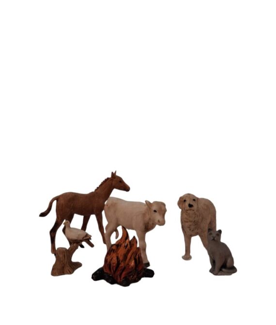 Set 5 animali e fiamma serie 10 cm Landi Moranduzzo