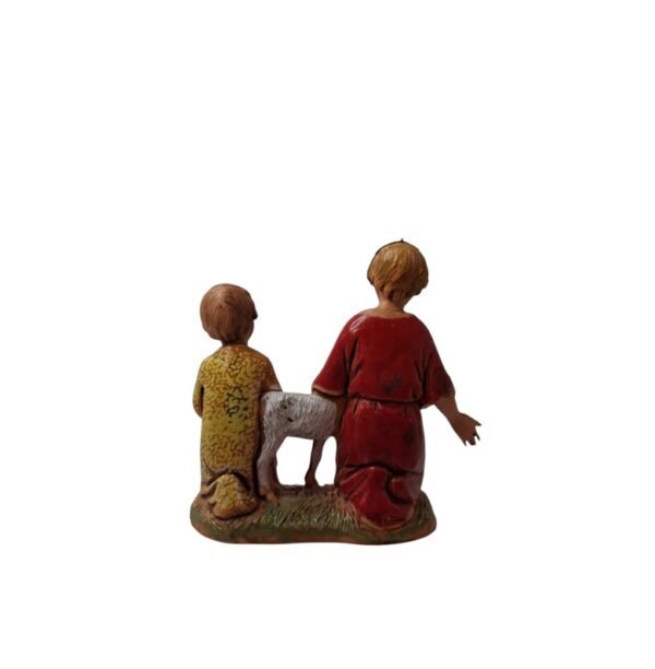 Pastori coppia bambini con agnello Landi Moranduzzo 10 cm - immagine 4