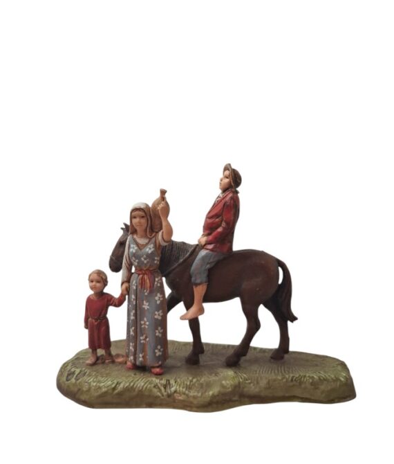 Scena Uomo a Cavallo con Famiglia cm 6 Landi Moranduzzo