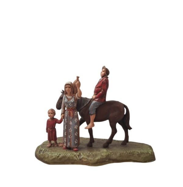 Scena Uomo a Cavallo con Famiglia cm 6 Landi Moranduzzo