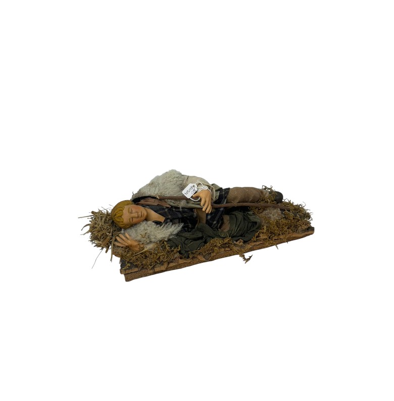 Pastore dormiente Benino in terracotta vestito cm 22