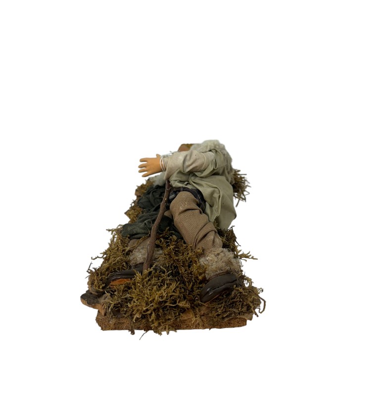 Pastore dormiente Benino in terracotta vestito cm 22 - immagine 3