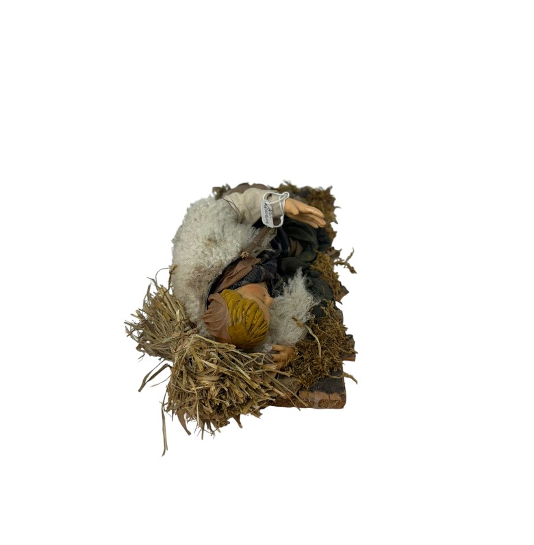 Pastore dormiente Benino in terracotta vestito cm 22 - immagine 4