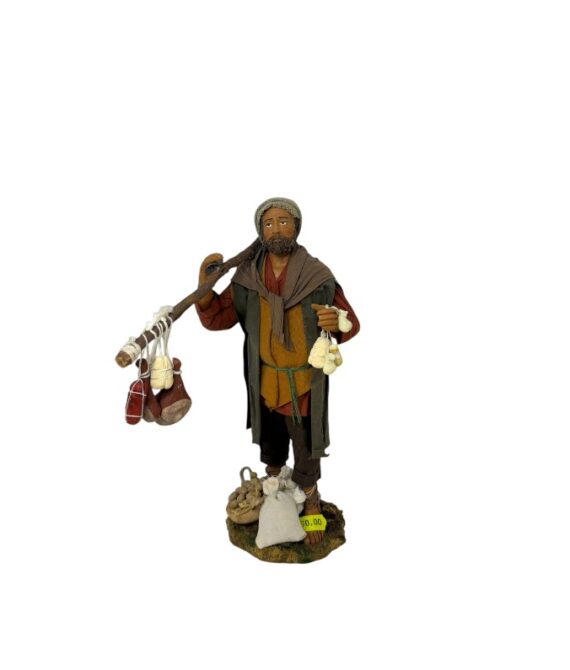 Pastore salumiere in terracotta vestito cm 25