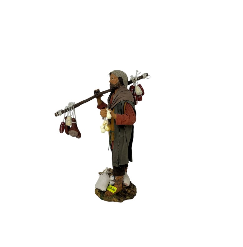 Pastore salumiere in terracotta vestito cm 25 - immagine 3