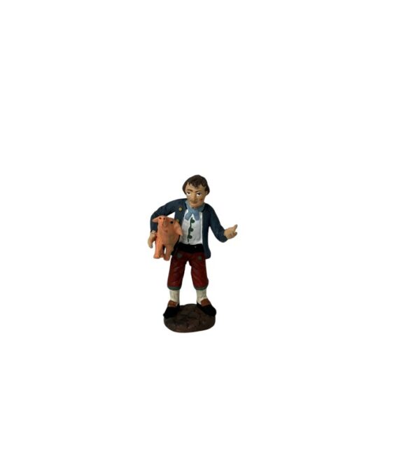 Pastore uomo con maiale in terracotta cm 10