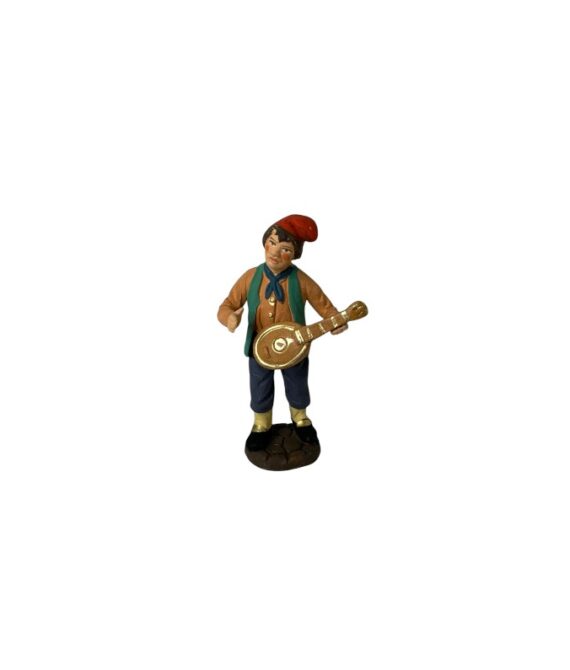 Pastore con chitarra in terracotta cm 10