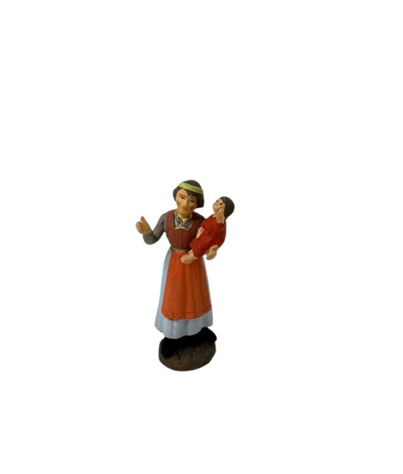 Pastore Donna con figlio in braccio in terracotta 10 cm 25/284