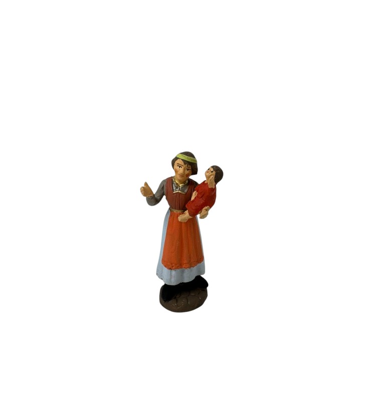 Pastore Donna con figlio in braccio in terracotta 10 cm 25/284