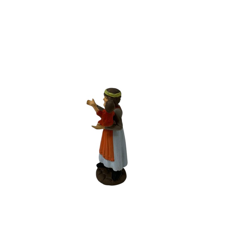 Pastore Donna con figlio in braccio in terracotta 10 cm 25/284 - immagine 3