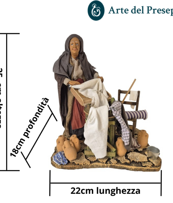 Lavandaia da 25cm in Terracotta con Anfore e Sedia 35/26