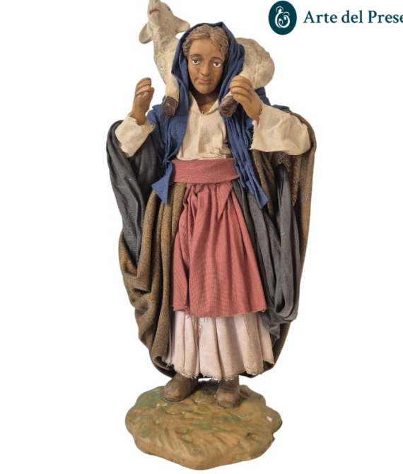 Buon pastore donna da 25cm in Terracotta 34/26