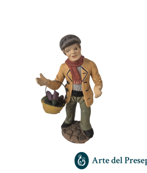 Uomo con cesto  in Terracotta da 10cm 25/290