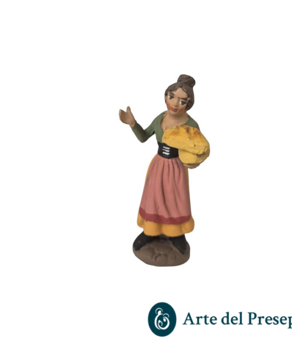 Panettiere donna con pane in mano in Terracotta da 10cm 25/298