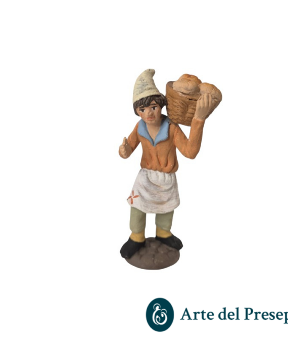 Panettiere con cesto di pane in spalla in Terracotta da 10cm 25/300