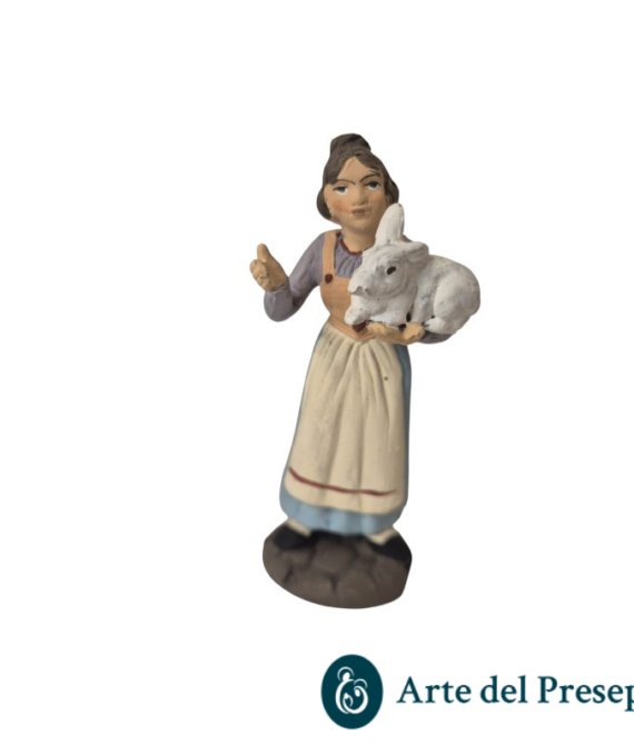Donna con coniglio sul braccio in Terracotta da 10cm 25/309