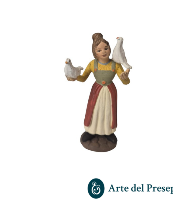 Donna con colomba in mano e in spalla in Terracotta da 10cm 25/310