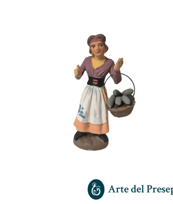 Donna con cesto d’ortaggi in Terracotta da 10cm 25/313