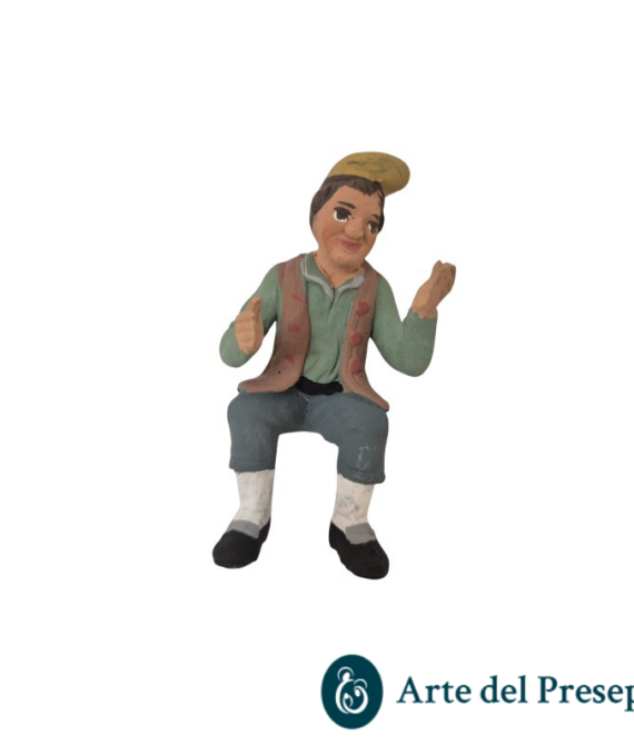 Uomo seduto senza base in Terracotta da 10cm 25/322