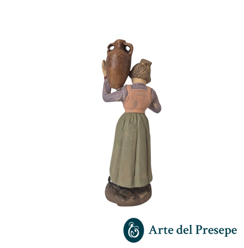 Donna con anfora in spalla in Terracotta da 10cm 25/326 - immagine 3
