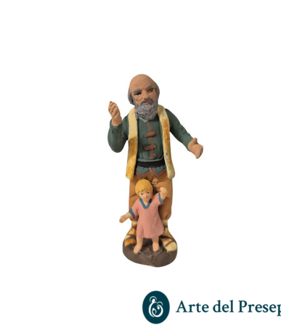 Anziano con bimbo in Terracotta da 10cm 25/333