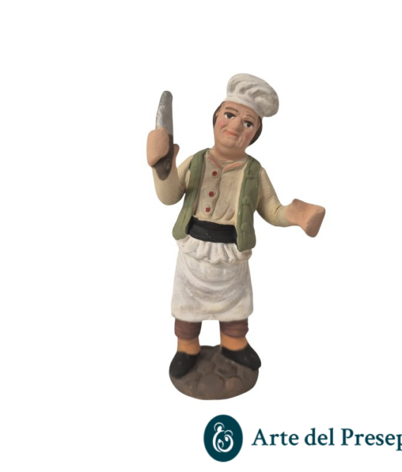 Cuoco con coltello in mano in Terracotta da 10cm 25/340