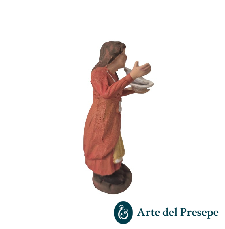 Donna con piatti in mano in Terracotta da 10cm 25/341 - immagine 4