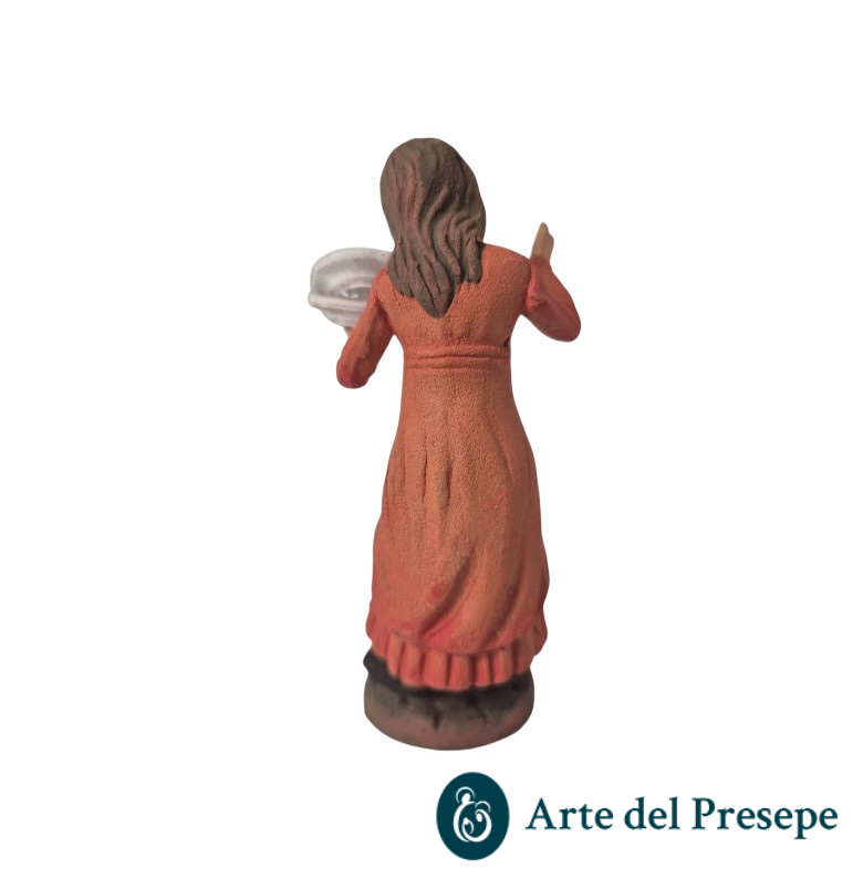 Donna con piatti in mano in Terracotta da 10cm 25/341 - immagine 2