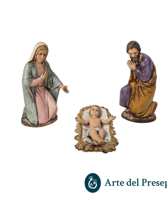 Set natività 3 pz Sacra Famiglia da 10cm stile ‘700 69/26