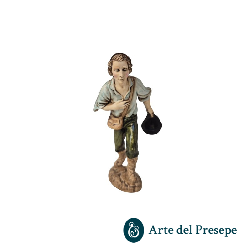 Pastore con cappello in mano da 12cm 53/26 CT2