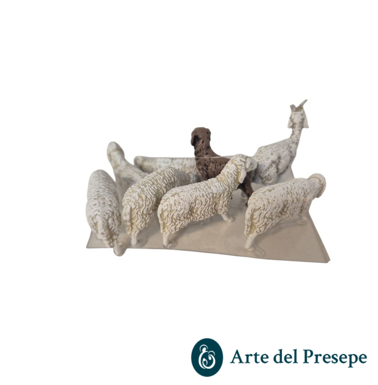 Set 6 pecore 1 cane e 1 capra da 10cm 114/26 CT2 - immagine 3