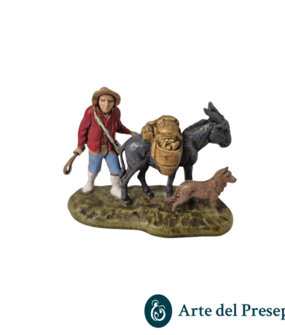 Gruppo uomo con asino da 6cm 127/26